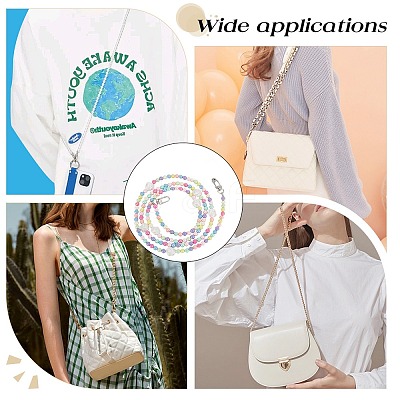 Rainbow Macaron Color Resin Round & Rose Beaded Mobile Phone Straps DIY-WH0401-73-1