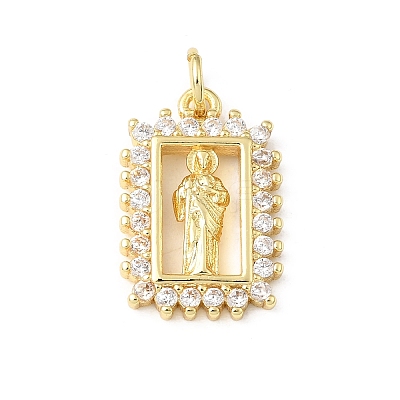 Religion Brass Micro Pave Cubic Zirconia Pendants KK-E799-02D-G-1