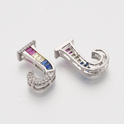 Brass Cubic Zirconia Slide Charms ZIRC-S063-01J-P-1