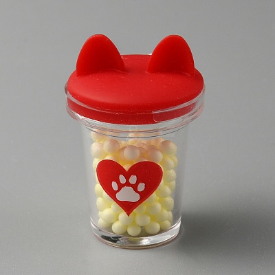 Transparent Resin Cat Ear Bottle Pendants RESI-WH0021-65C-1