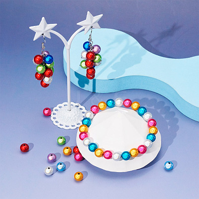 90Pcs 9 Colors Matte Spray Painted Acrylic Beads OACR-TA0001-79-1