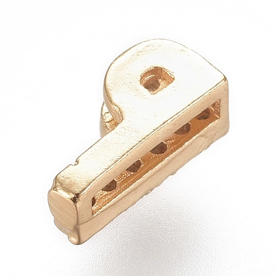 Golden Plated Brass Micro Pave Cubic Zirconia Slide Charms ZIRC-L075-61P-G-1