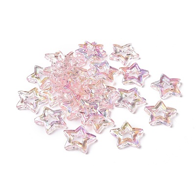 UV Plating Rainbow Iridescent Acrylic Beads PACR-H001-07-1
