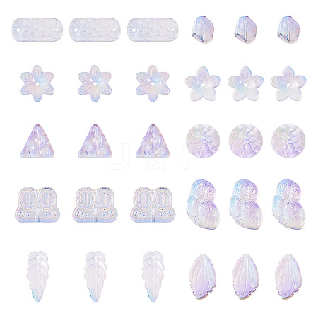 64Pcs Gradient Color Transparent Glass Beads GLAA-TA0003-48G-1