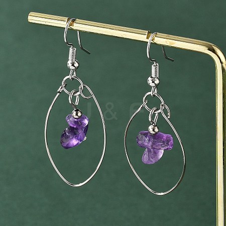 Natural Amethyst Dangle Earrings X-EJEW-JE02150-03-1