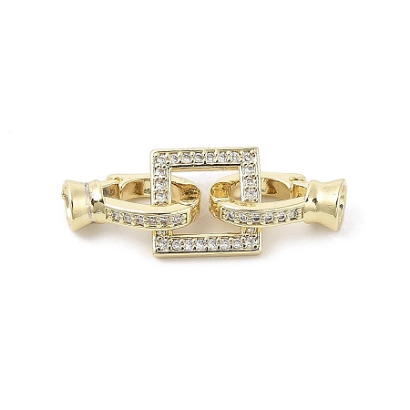 Brass Micro Pave Clear Cubic Zirconia Fold Over Clasps LS-KK-U059-18G-1
