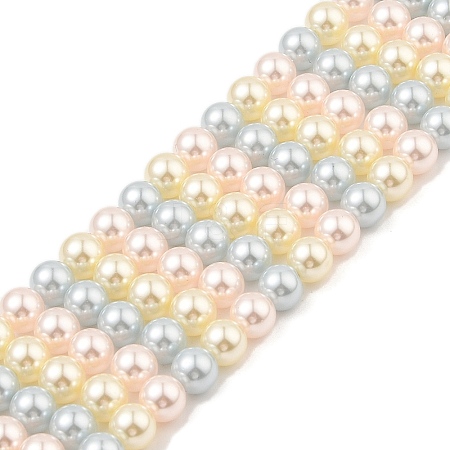 Baking Painted Pearlized Glass Pearl Round Bead Strands PEAR-H019-02C-09-1