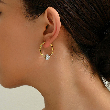 Fashionable and Versatile Crystal Ball Brass Hoop Earrings BJ5766-1