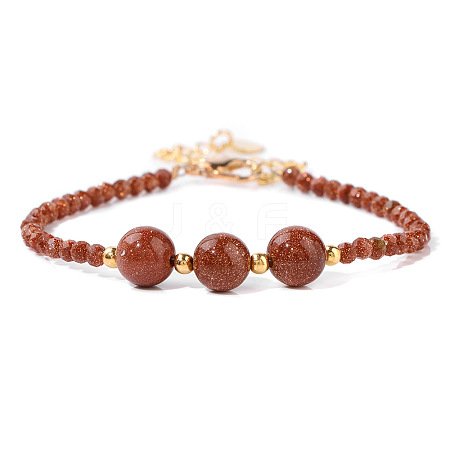 Round Synthetic Goldstone Beaded Bracelets ZS3051-2-1