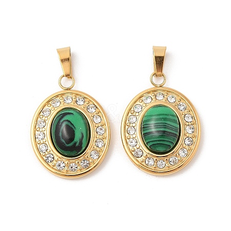 Synthetic Malachite Oval Pendants STAS-L280-15G-1