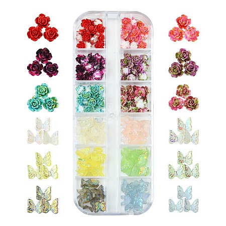 180Pcs 12 Styles Spray Painted Resin Cabochons MRMJ-FS0001-03-1