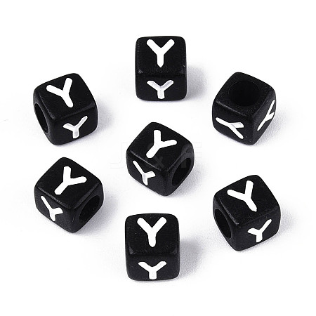 Initial Acrylic Horizontal Hole Beads OACR-ZX006-35Y-1