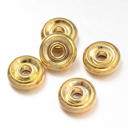 Flat Round Brass Spacer Beads KK-E739-02G-1