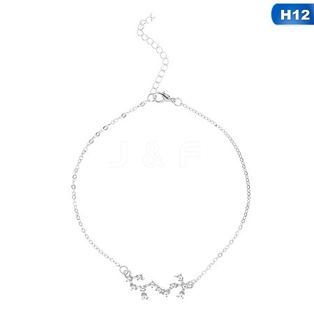 Twelve Constellation Alloy Crystal Rhinestone Link Chain Anklets for Women FS-WG97E4C-20-1