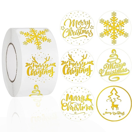 Christmas Theme Adhesive Roll Sticker Labels DIY-S001-07C-1