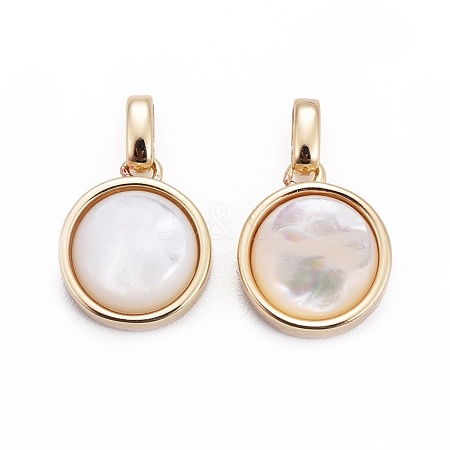 Natural White Shell Mother of Pearl Shell Pendants BSHE-F011-02A-G-1