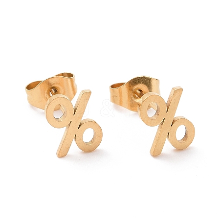 304 Stainless Steel Mathematical Percent Sign Stud Earrings for Men Women EJEW-G318-03G-1