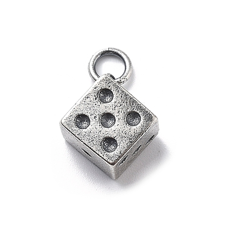 925 Sterling Silver Dice Charms with Jump Rings STER-R001-02S-1