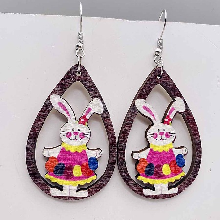 Easter Wood Dangle Earrings FS-WG65A0D-06-1