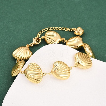 Beach 304 Stainless Steel Shell Sea Animals Link Chain Bracelets BJEW-D359-15C-G-1