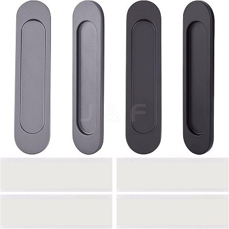 CHGCRAFT 4Pcs 2 Colors No Punch Alloy Flush Pull Barn Door Handle FIND-CA0004-89-1