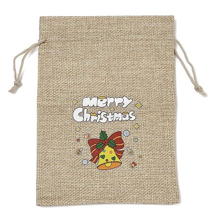 Christmas Printed Burlap Packing Pouches Drawstring Bags ABAG-Q053-02B-10-1