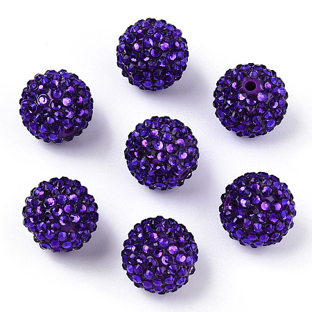 Chunky Resin Rhinestone Bubblegum Ball Beads X-RESI-S260-20mm-S14-1