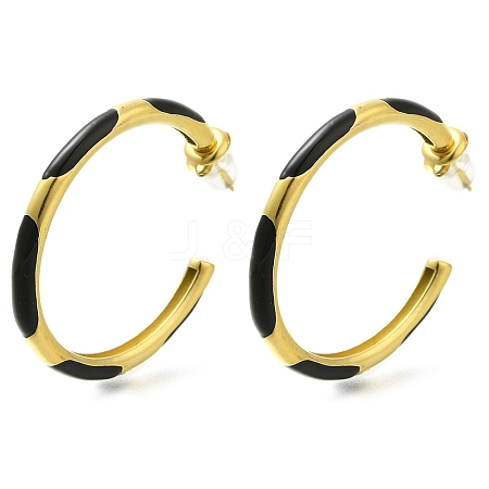 Ion Plating(IP) 304 Stainless Steel Enamel Stud Earrings EJEW-I316-06G-02-1