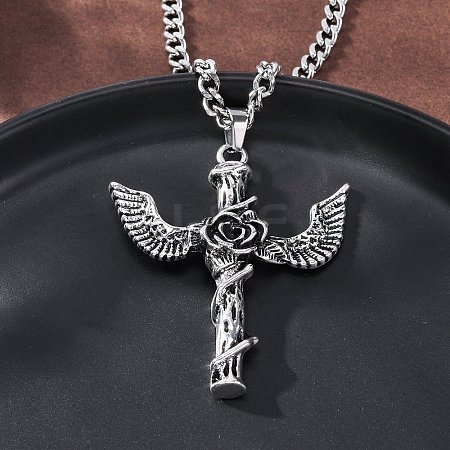 Tibetan Style Zinc Alloy Viking Pendant Necklaces NJEW-Z062-01AS-04-1