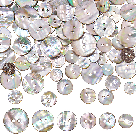 96Pcs 6 Styles Natural Shell Buttons BUTT-PH0001-45-1
