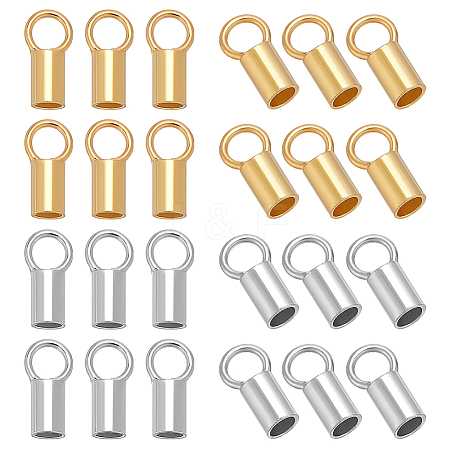 30Pcs 2 Colors Rhodium Plated 925 Sterling Silver Cord Ends STER-ME0001-41B-1