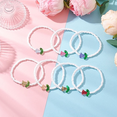 7Pcs 7 Colors Glass Seed Beads Stretch Bracelets for Women BJEW-MZ00200-1