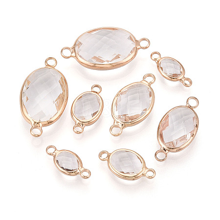 Brass with Glass Links/Connector Charms GLAA-T027-10-1