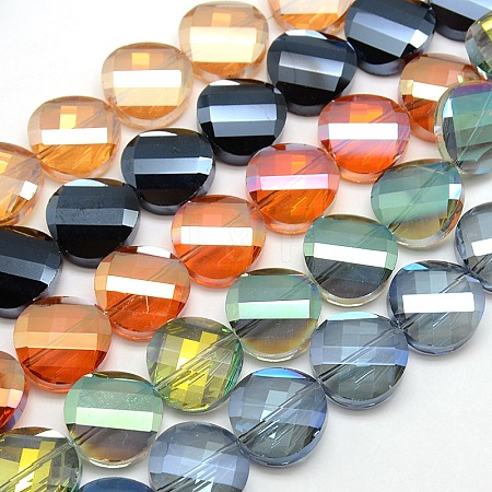 Electroplate Crystal Glass Flat Round Beads Strands EGLA-F063-M-1