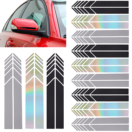 SUPERFINDINGS 12Sets 3 Colors Waterproof Reflective PET Car Stickers DIY-FH0003-54-1