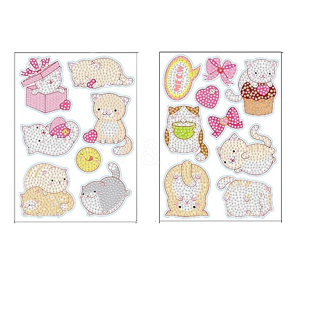 Cat Shape DIY Diamond Sticker Kits PW-WGC6E06-01-1