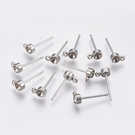 Non-Tarnish 201 Stainless Steel Stud Earring Findings STAS-P196-05-1