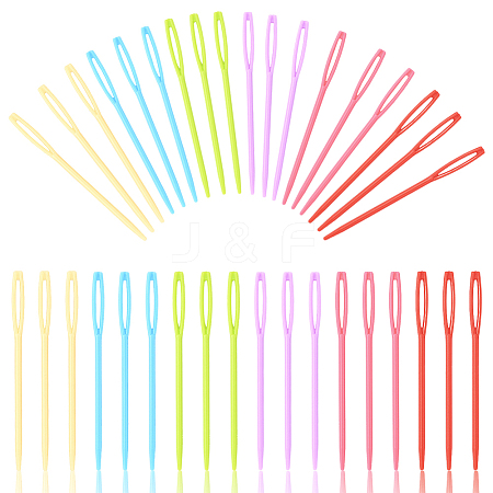 100Pcs Child Plastic Knit Needles Sewing Knitting Cross Stitch TOOL-SP0001-10-1