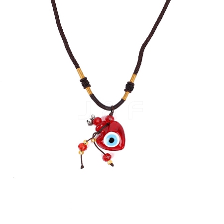 Evil Eye Handmade Lampwork Heart Shaped Perfume Essence Bottle Pendant Necklace PW-WG31D8D-01-1