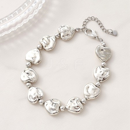 Heart CCB Plastic Beaded Bracelets BJEW-JB13008-02-1