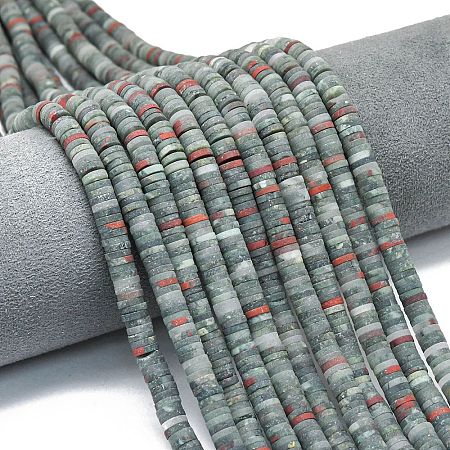 Natural African Bloodstone Beads Strands G-P575-B11-6x1mm-1