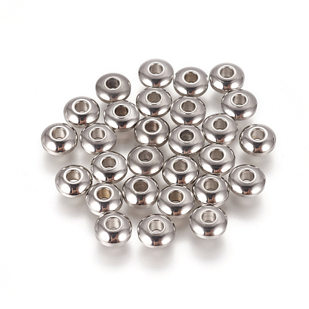 304 Stainless Steel Smooth Rondelle Beads X-STAS-M006-03-1