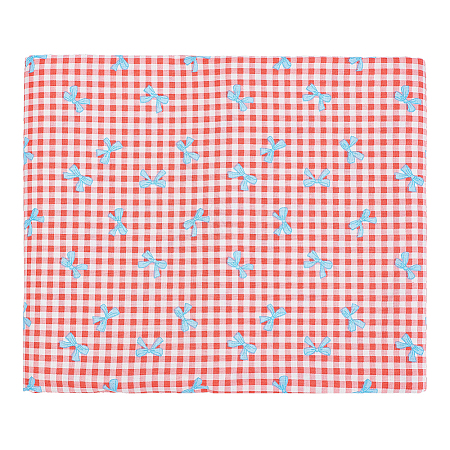 Bowknot & Tartan Pattern Cotton Fabric DIY-WH0890-31A-1
