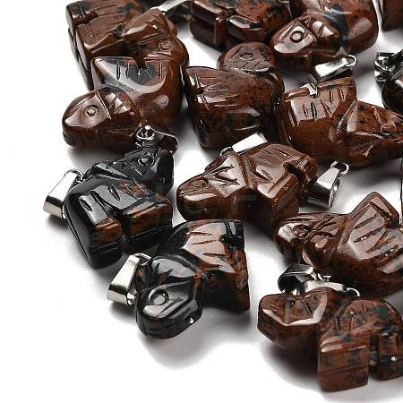 Natural Mahogany Obsidian Pendants G-B127-05P-05-1