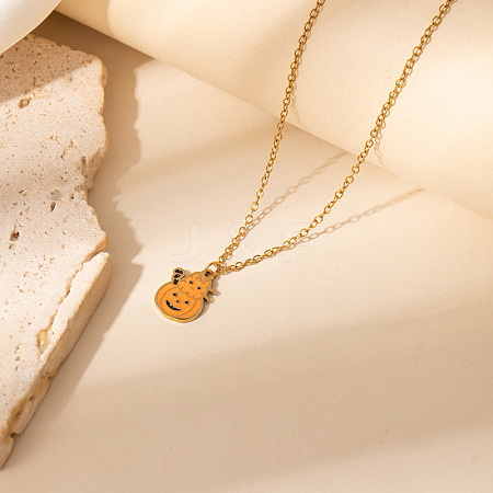 Halloween 304 Stainless Steel Enamel Pendant Necklaces for Women FS-WGABD3E-03-1