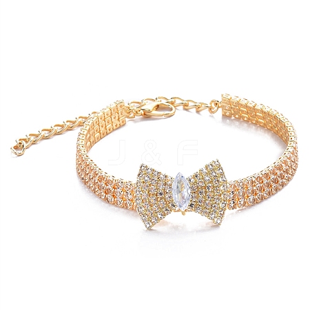 Adjustable 3-Row Brass Micro Pave Cubic Zirconia Cup Chain Pet Collars PW-WG63250-06-1