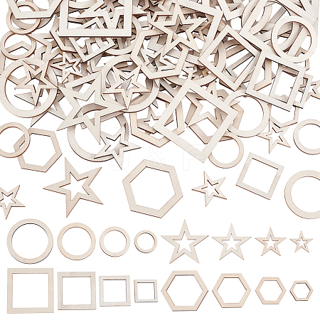 200Pcs 16 Styles Wood Sheets WOOD-PH0003-95-1