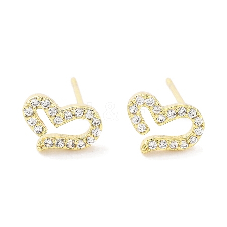 Brass Micro Pave Clear Cubic Zirconia Studs Earring for Women EJEW-S217-A10-1