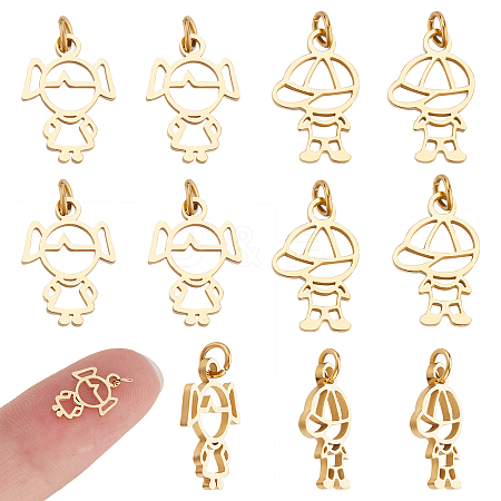 DICOSMETIC 12Pcs 2 Style 304 Stainless Steel Charms STAS-DC0008-70-1