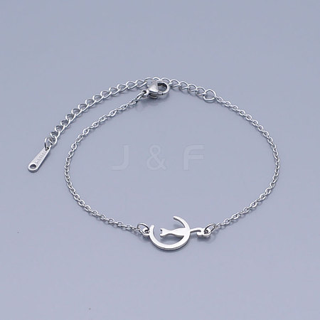 Tarnish Resistant 201 Stainless Steel Kitten Link Bracelets BJEW-T011-JN474-1-1